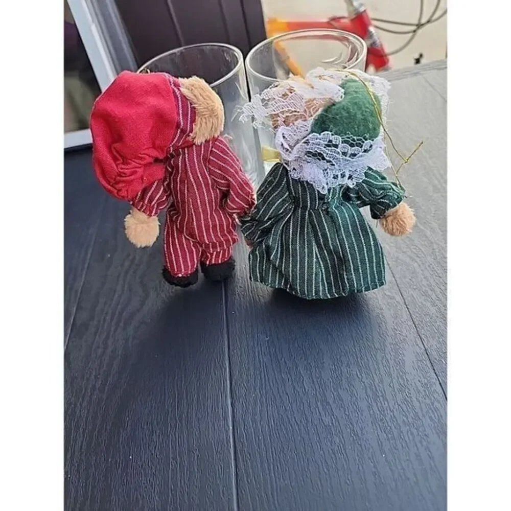 Lillian Vernon Brown Bear  Christmas holiday Girl& Boy‎ Ready For Bed Ornament 2
